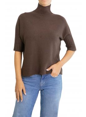 Maglioncino tinta unita collo alto manica 3/4 